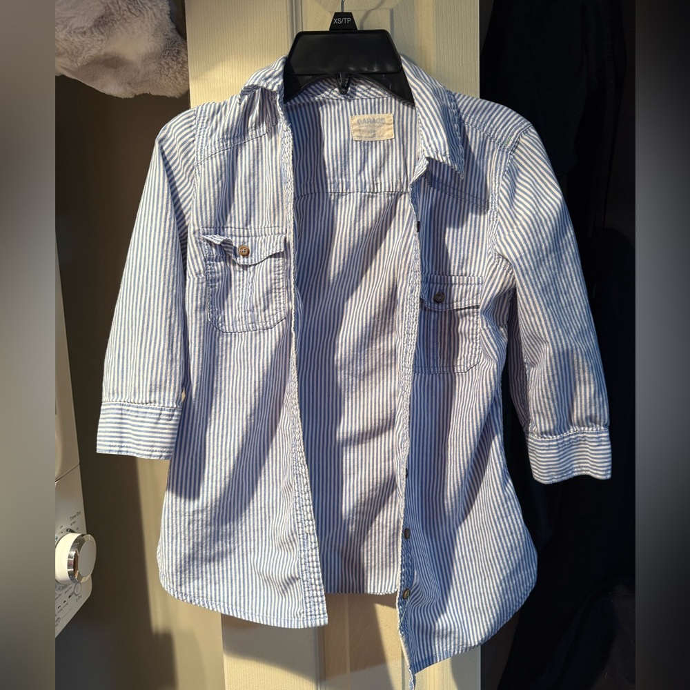 Garage Blue and White Striped Shirt